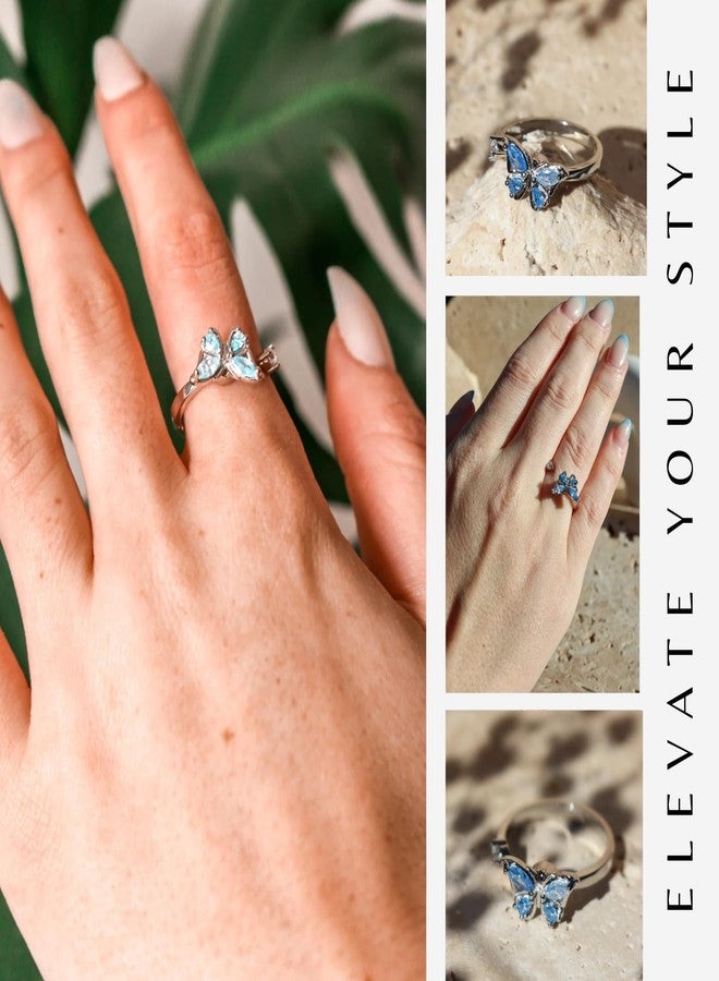 Halukakah Platinum Plated Anxiety Spinning Ring: Stylish Crystal Butterfly Stress Relief Jewelry with Beads Spinner,Himalaya Salt Added,Size Adjustable,Gift for Women,Daughter,and Mom - Image 4